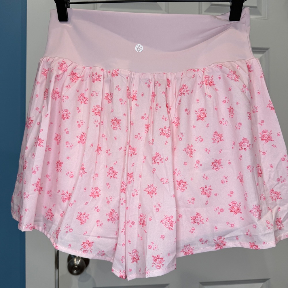 AS Revival Ballerina Pink Floral V-Waist Flowy Athletic Shorts Size XL - Picture 6 of 7